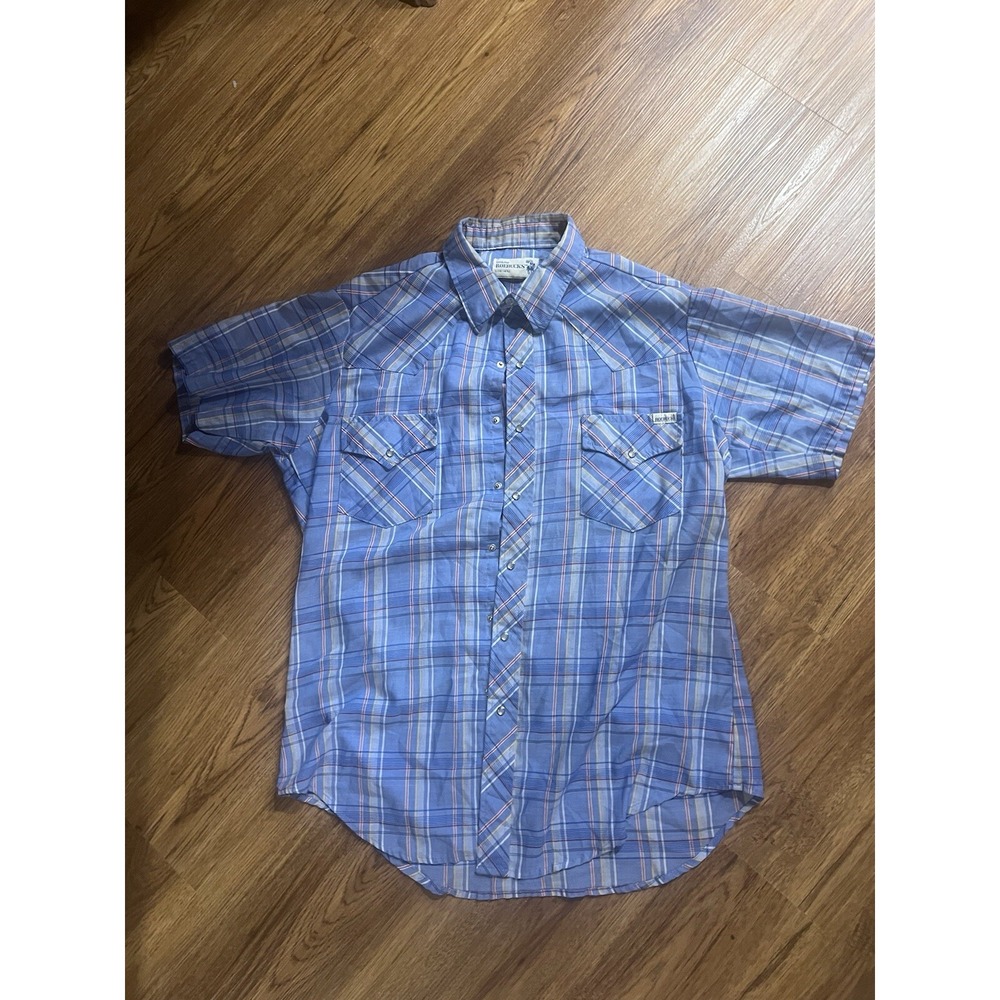 Vintage Genuine Roebuck Short Sleeve Collared Pearl Snap Shirt, See Measurements